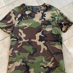 POLO T shirt in camo Large slim fit